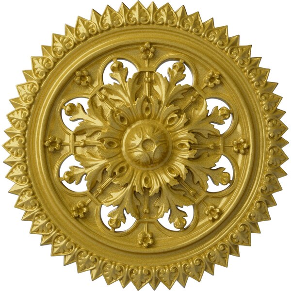 Ekena Millwork York Ceiling Medallion (Fits Canopies up to 3 5/8"), Hand-Painted Rich Gold, 21 5/8"OD x 2 1/2"P CM21YORGS - main
